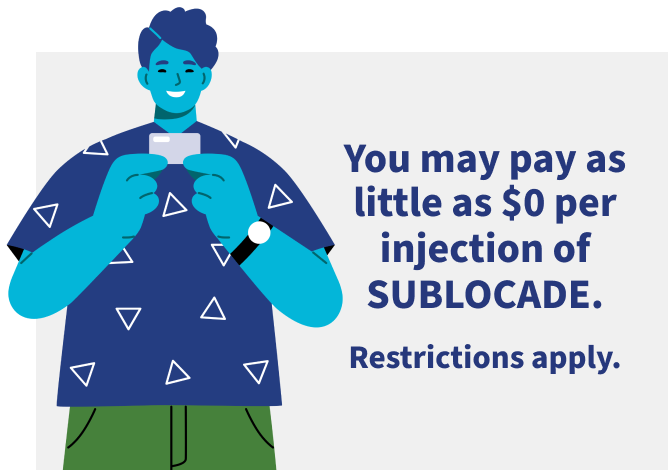 You may pay as little as $0 per injection of SUBLOCADE. Restrictions apply.